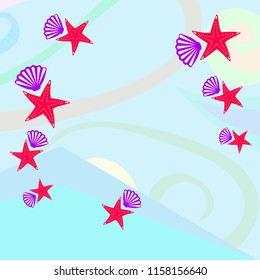 starfish shell sea vector background