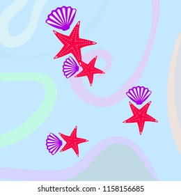starfish shell sea vector background