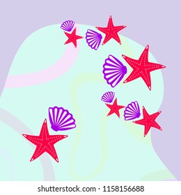 starfish shell sea vector background