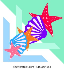 starfish shell sea vector background