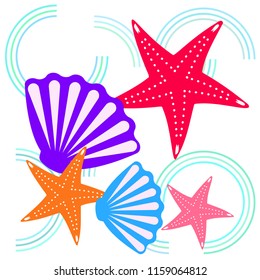 starfish shell sea vector background starfish shell sea vector background