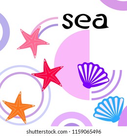 starfish shell sea vector background starfish shell sea vector background