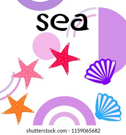 starfish shell sea vector background
