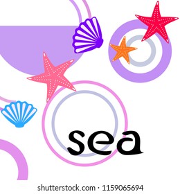 starfish shell sea vector background