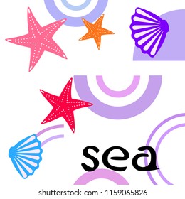 starfish shell sea vector background