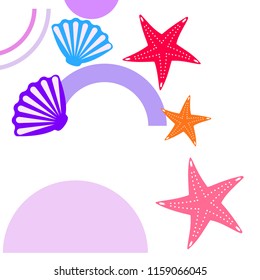 starfish shell sea vector background
