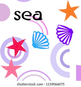 starfish shell sea vector background