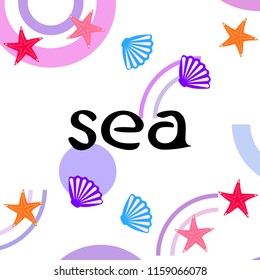 starfish shell sea vector background
