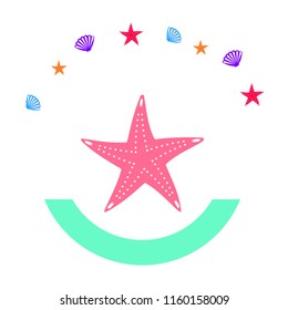 starfish shell sea vector background