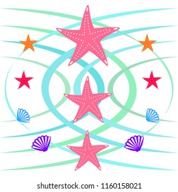 starfish shell sea vector background