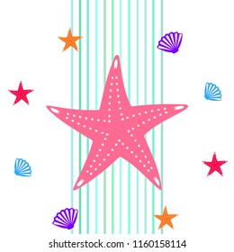 starfish shell sea vector background