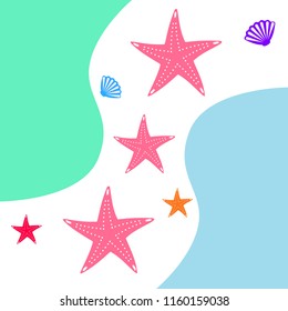 starfish shell sea vector background