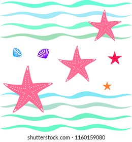 starfish shell sea vector background