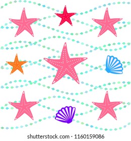 starfish shell sea vector background