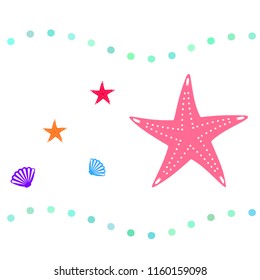 starfish shell sea vector background