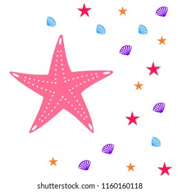 starfish shell sea vector background