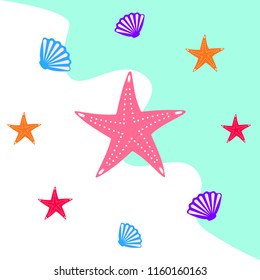 starfish shell sea vector background