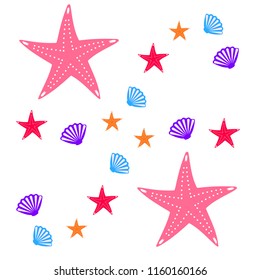 starfish shell sea vector background