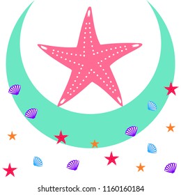starfish shell sea vector background