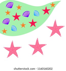 starfish shell sea vector background