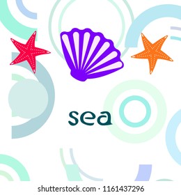 starfish shell sea vector background