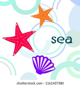 starfish shell sea vector background