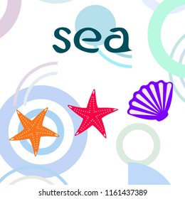 starfish shell sea vector background