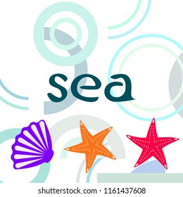 starfish shell sea vector background