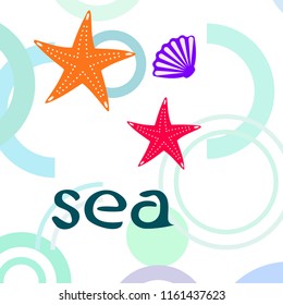 starfish shell sea vector background