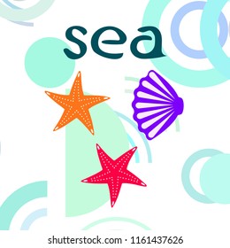 starfish shell sea vector background