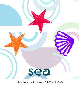 starfish shell sea vector background