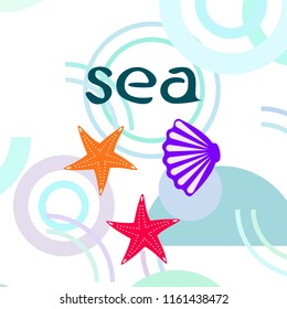 starfish shell sea vector background