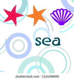 starfish shell sea vector background
