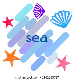 starfish shell sea vector background