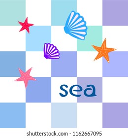 starfish shell sea vector background