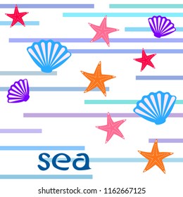 starfish shell sea vector background