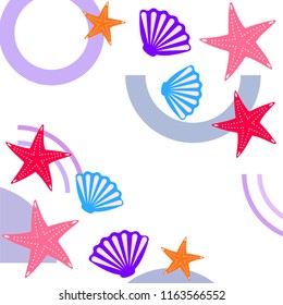starfish shell sea vector background