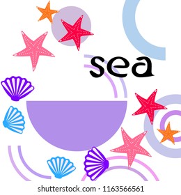 starfish shell sea vector background