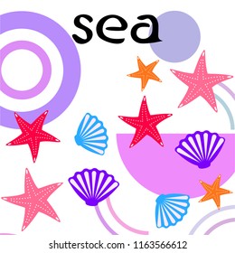 starfish shell sea vector background
