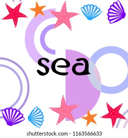 starfish shell sea vector background