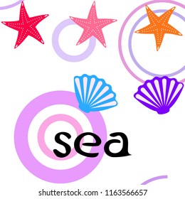 starfish shell sea vector background