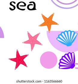 starfish shell sea vector background