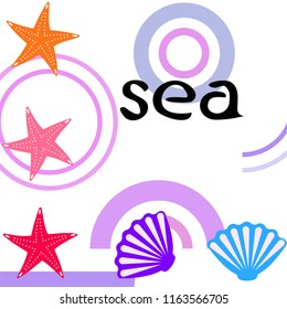 starfish shell sea vector background