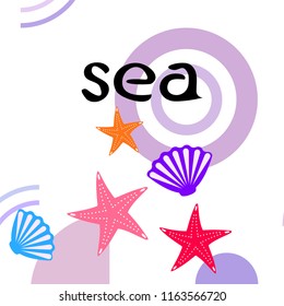 starfish shell sea vector background