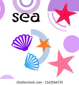 starfish shell sea vector background