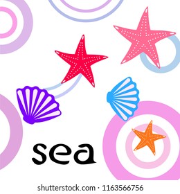 starfish shell sea vector background