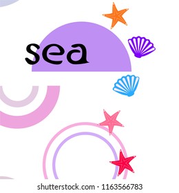 starfish shell sea vector background