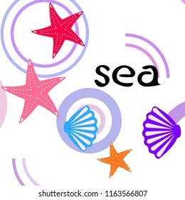 starfish shell sea vector background