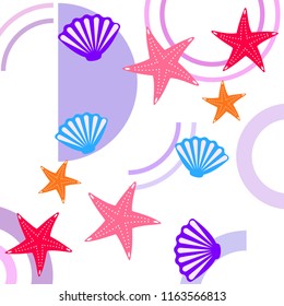 starfish shell sea vector background