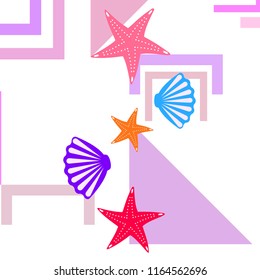 starfish shell sea vector background